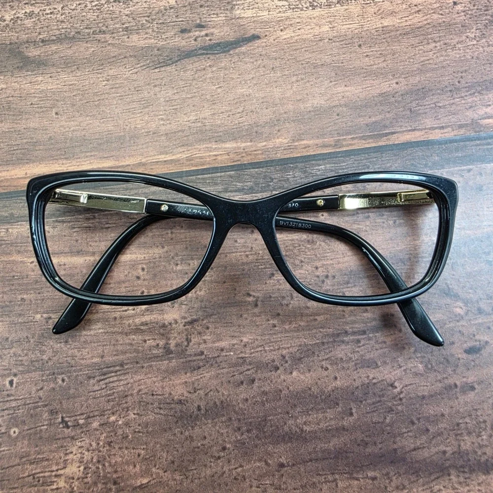 Versace MOD 3188 Black Gold Cat Eye Eyeglasses Frames Italy 53-16-140